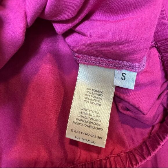 Anthropologie Cloth + Stone Hot Pink Peasant Top Long Sleeve Blouse Women's S - Picture 3 of 7